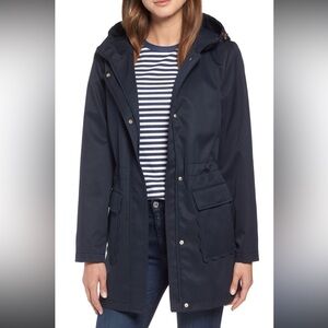 Kate Spade Hooded Jacket Scalloped Pockets Navy XS